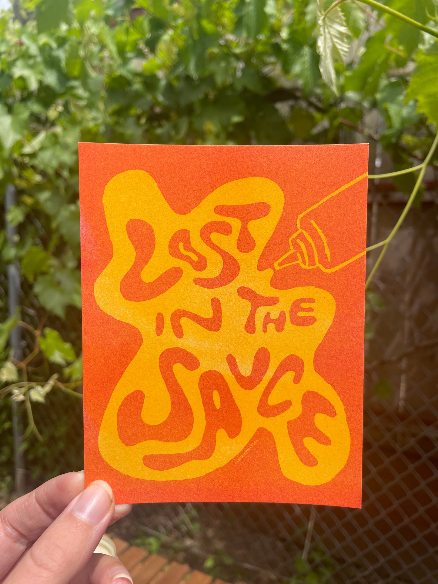 lost in the sauce riso postcard